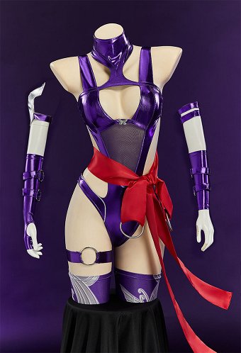 Traje de cosplay sexy derivado de Rival Girl con cuello alto y aberturas