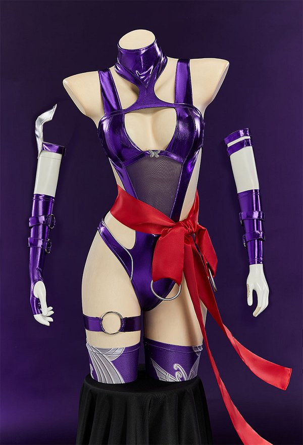 Rival Girl Derivative Sexy Cosplay Overall Cutout Bodysuit mit Gürtel Socken Rival Girl Derivative Sexy Cosplay Overall Cutout Bodysuit mit Gürtel Socken