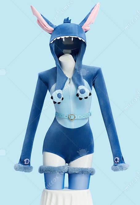 Little Monster dérivé Peluche Sexy Pyjama Vêtements de maison costume Fluffy Romper avec chaussettes et ceinture