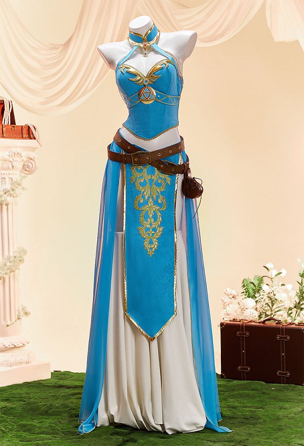 The Legend of Zelda Princesa Zelda Derivada Lencería Sexy Vestido Bailarina Top Halter y Falda con Mangas y Riñonera