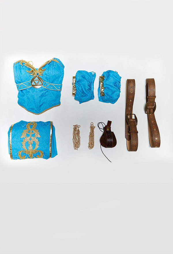 The Legend of Zelda Princesa Zelda Derivada Lencería Sexy Vestido Bailarina Top Halter y Falda con Mangas y Riñonera