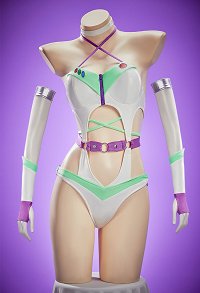 Buzz Lightyear Derivative Sexy Cosplay Costume Hollow Halter Neck Bodysuit with Sleeves and Choker