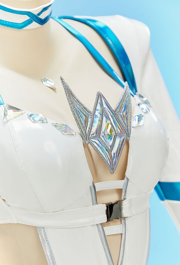 Marvel Rivals Sexy Conjunto inspirado en la Reina Blanca de  body con transparencias y ataduras, chaqueta corta y collarín