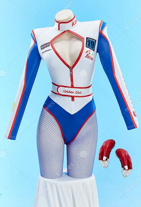 Ricky Bobby Derivative Sexy Dessous Rennsport-Bodysuit Cutout Bedruckter Jumpsuit mit Strumpfhose und Gürtel