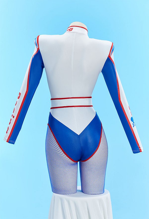 Ricky Bobby Derivative Sexy Dessous Rennsport-Bodysuit Cutout Bedruckter Jumpsuit mit Strumpfhose und Gürtel