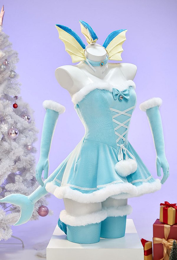 PM Derivado Sexy Navidad Peluche Vestido Invierno con Tocado y Cola