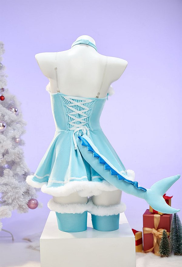 PM Derivado Sexy Navidad Peluche Vestido Invierno con Tocado y Cola