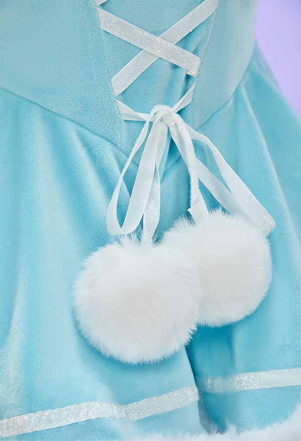 PM Derivado Sexy Navidad Peluche Vestido Invierno con Tocado y Cola