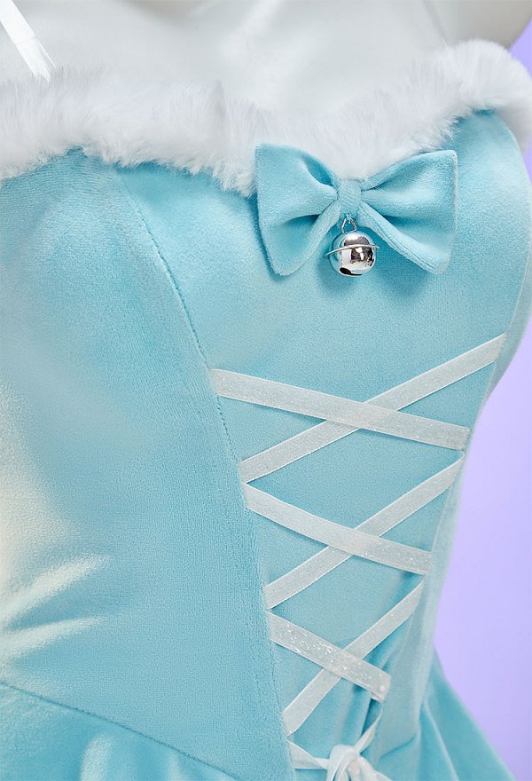 PM Derivado Sexy Navidad Peluche Vestido Invierno con Tocado y Cola