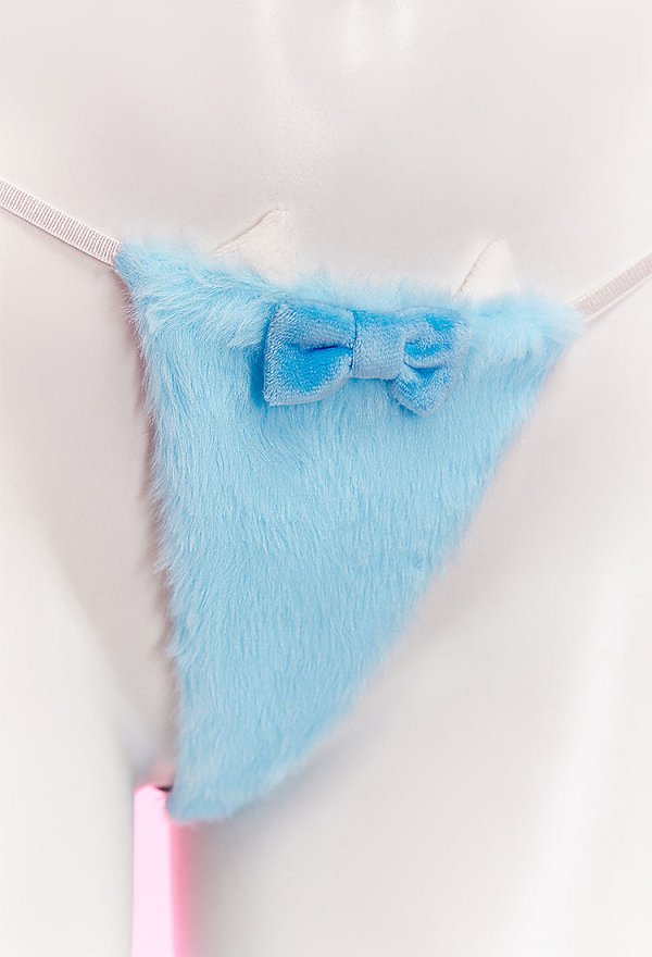 Sexy Kawaii Dessous Set Winter Plüsch Kawaii Katzenpfoten Top Lingerie Tanga mit Schwanz