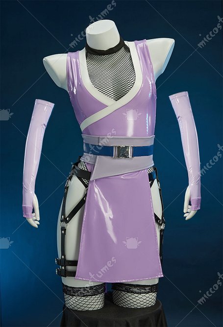 Ninja Hyuga Hinata Derivado Sexy Conjunto de top de rejilla y medias con escote en V profundo con máscara y cinturón