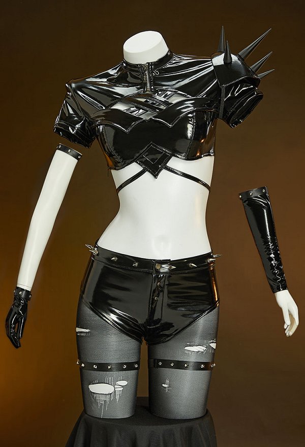 Rival Girl Magik Derivative Sexy Cosplay Kostüm Kurzes Oberteil und Shorts mit Schulterpanzerung Stirnband