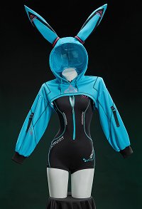 Vocal dérivé Sexy Cosplay Cyber Style Combinaison moulante de sport avec veste courte à capuche et coiffe