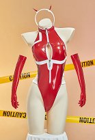 DARLING in the FRANXX 02 Derivdo Sexy Bodysuit de cuello halter con tocado y guantes DARLING in the FRANXX 02 Derivdo Sexy Bodysuit de cuello halter con tocado y guantes