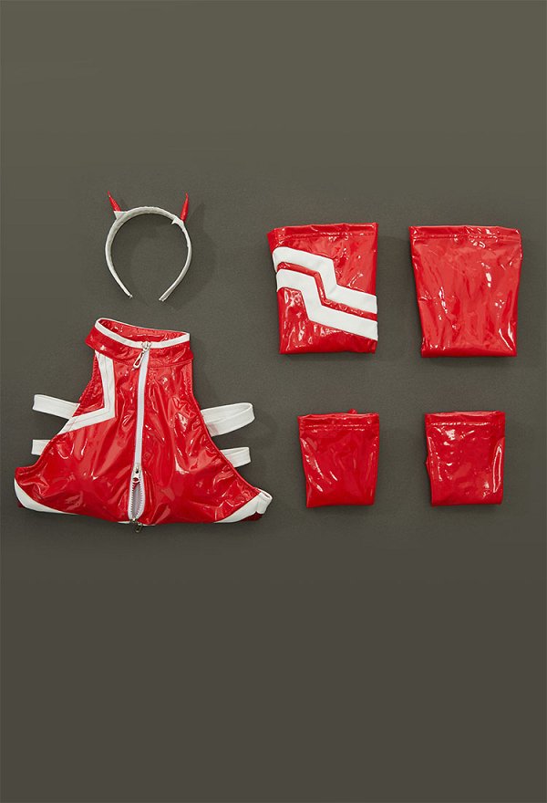 02 Derivative Sexy Cosplay Kostüm Neckholder Bodysuit mit Kopfschmuck und Handschuhen
