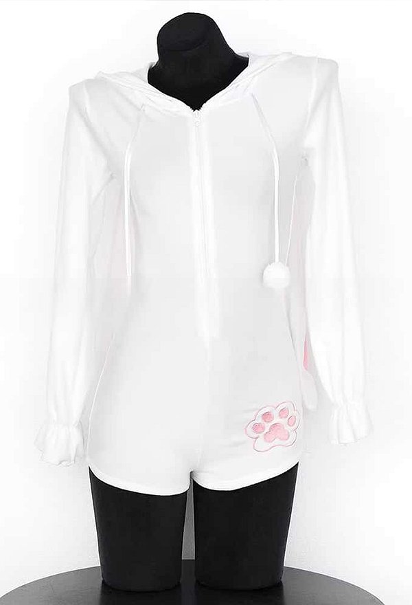 Mono sexy de cosplay de oonejo con capucha y cola desmontable para jugar en casa
