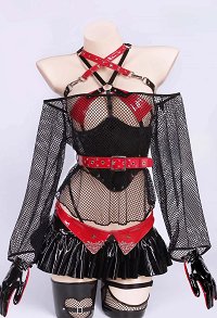 Street Angel Sexy Dessous Set mit Taillengürtel Lingerie Netzüberzug mit Minirock Höschen