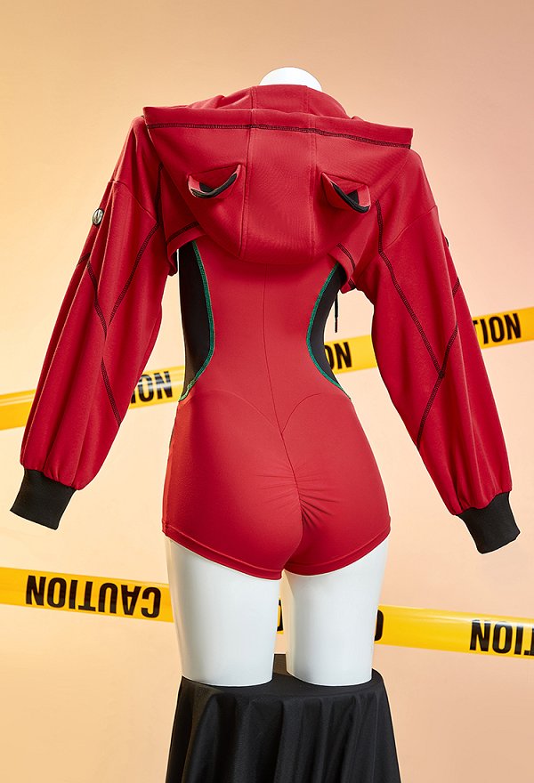 Anime Girl Derivative Sexy Cosplay Disfraz Ropa deportiva Estilo cibernético Bodysuit apretado con chaqueta corta con capucha Anime Girl Derivative Sexy Cosplay Disfraz Ropa deportiva Estilo cibernético Bodysuit apretado con chaqueta corta con capucha