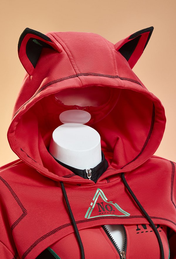 Anime Girl Derivative Sexy Cosplay Disfraz Ropa deportiva Estilo cibernético Bodysuit apretado con chaqueta corta con capucha Anime Girl Derivative Sexy Cosplay Disfraz Ropa deportiva Estilo cibernético Bodysuit apretado con chaqueta corta con capucha