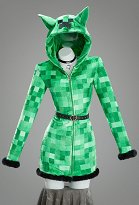 Creeper Derivative Sexy Cosplay Kostüm Plüsch Homewear Pyjamas Kleid Grün Pixel Plaid Print Kapuzenkleid mit Gürtel und Socken Creeper Derivative Sexy Cosplay Kostüm Plüsch Homewear Pyjamas Kleid Grün Pixel Plaid Print Kapuzenkleid mit Gürtel und Socken