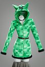 Creeper Derivado Sexy Peludo Pijama con capucha, cinturón y calcetines con estampado de cuadros de píxeles verdes