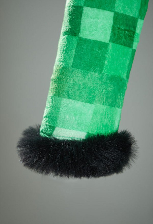 Creeper Derivado Sexy Peludo Pijama con capucha, cinturón y calcetines con estampado de cuadros de píxeles verdes