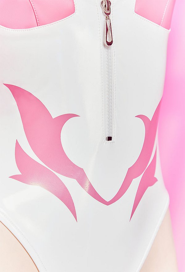 Mobile Lacus Derivative Sexy Cosplay Costume Tights Halter Neck Bodysuit with Gloves