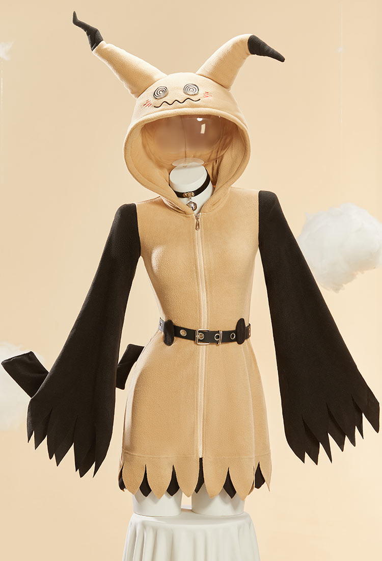 PM Derivative Halloween Sexy Cosplay Kostüm Homewear Pyjamas Kleid Süßes Polarfleece Kleid mit Schwanz und Gürtel