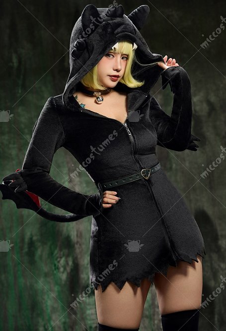 Toothless Dérivé  Halloween Sexy Cosplay Costume Pyjama Robe mignonne en peluche avec queue et ceinture
