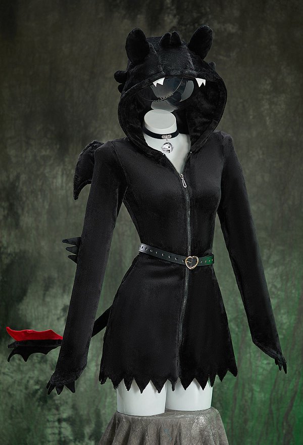 Toothless Dérivé  Halloween Sexy Cosplay Costume Pyjama Robe mignonne en peluche avec queue et ceinture