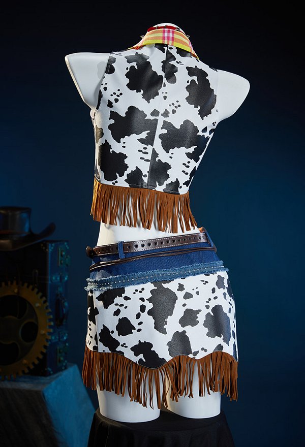 Halloween Sexy Cowgirl Tassel Denim Suit with Gloves and Belt