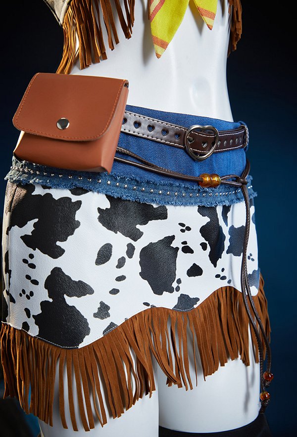 Halloween Sexy Cowgirl Tassel Denim Suit with Gloves and Belt