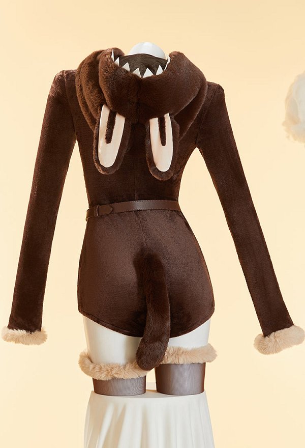 Sexy Mono con Cola y Capucha Muñeco peludo Labubu derivado con calcetines Sexy Mono con Cola y Capucha Muñeco peludo Labubu derivado con calcetines