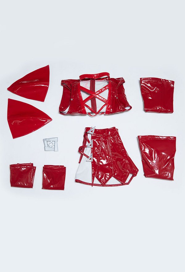 Marvel Rivals Scarlet Witch Derivado Sexy Body con escote en V profundo y falda corta con hombreras y guantes Marvel Rivals Scarlet Witch Derivado Sexy Body con escote en V profundo y falda corta con hombreras y guantes