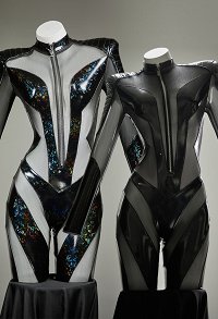 Combinaison sexy en maille brillante et patchwork, body moulant transparent