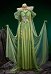 Costume cosplay sexy rétro dérivé de super-héros haut et cape médiévaux verts d'elfe avec bas et bracelets