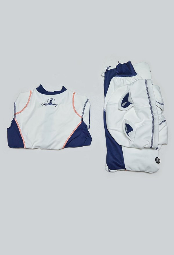 Anime Dérivé Sexy Cosplay Costume Cyberpunk Combinaison blanche et bleue moulant avec veste courte à capuche