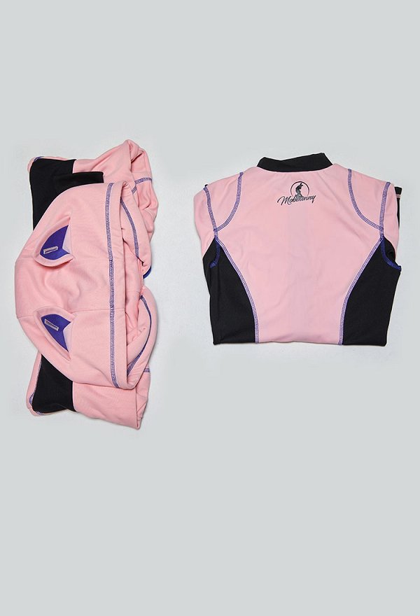 Anime Makinami derivado sexy Body cyberpunk Mono rosa y negro con sudadera corta con capucha