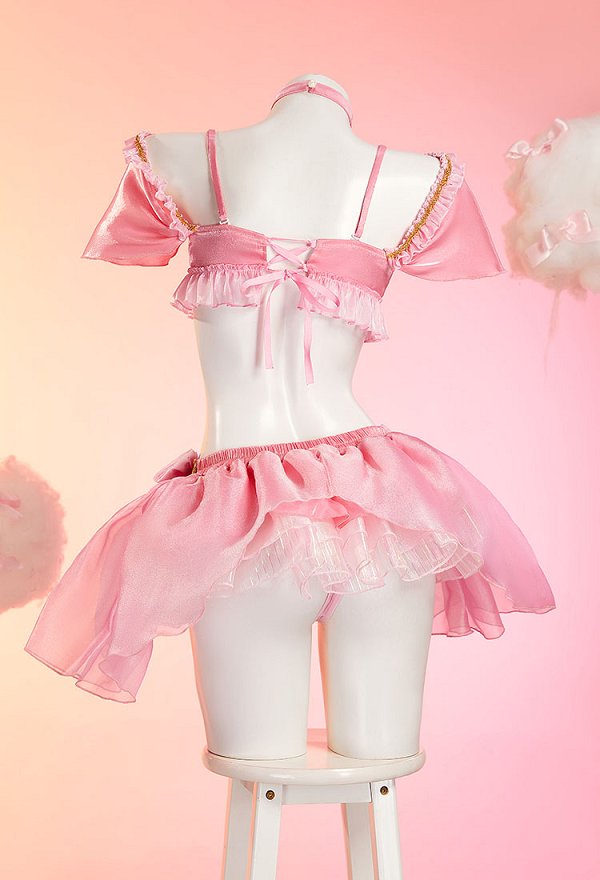 Festival de musique dérivé de Princess Peach Tenue sexy Top court à volants et jupe avec string et gants