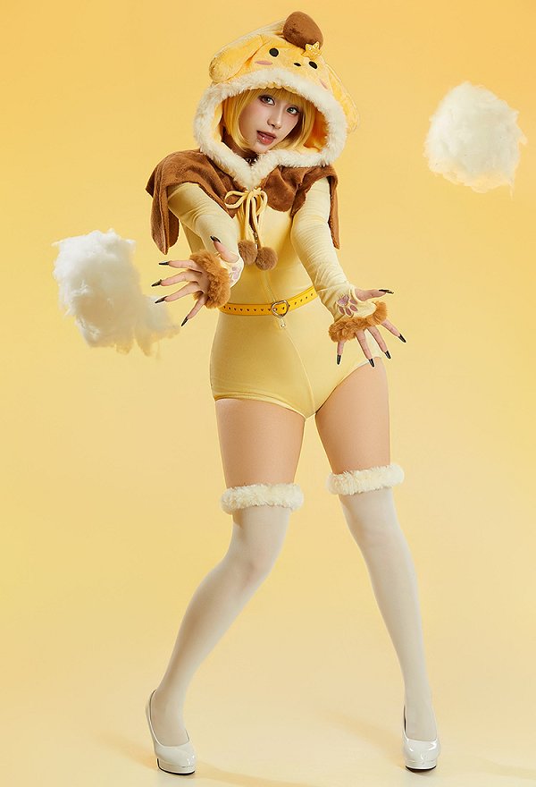 Peluche sexy derivado de muñeca anime mono de felpa para estar por casa traje peludo con chal y cola Peluche sexy derivado de muñeca anime mono de felpa para estar por casa traje peludo con chal y cola