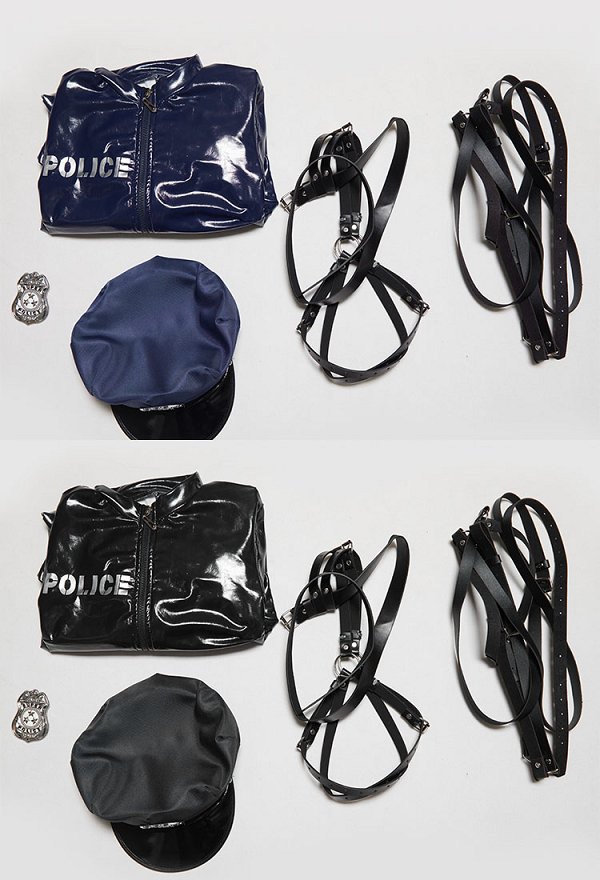 Disfraz sexy de policía para Halloween mono con cremallera gorra y placa Disfraz sexy de policía para Halloween mono con cremallera gorra y placa