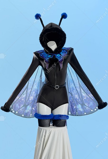 Sexy Mariposa Peluche Romper Traje con Alas de Mariposa y Cinturón