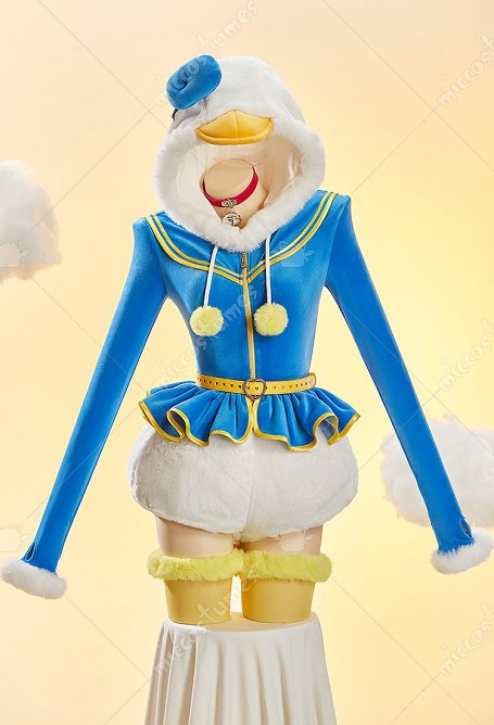 Duck Derivative Sexy Strampler Bodysuit Plüsch Kapuzenbody mit Gürtel und Socken