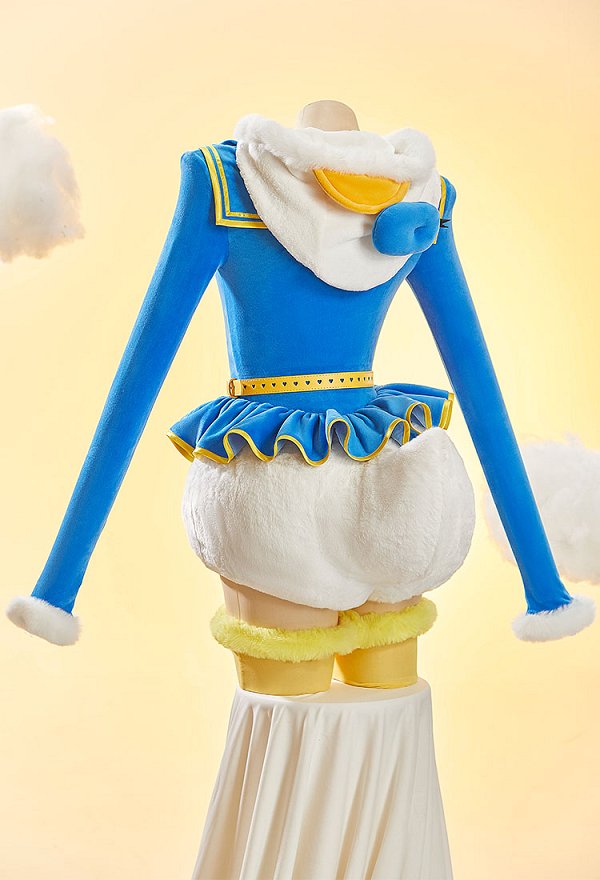 Duck Derivative Sexy Strampler Bodysuit Plüsch Kapuzenbody mit Gürtel und Socken Duck Derivative Sexy Strampler Bodysuit Plüsch Kapuzenbody mit Gürtel und Socken