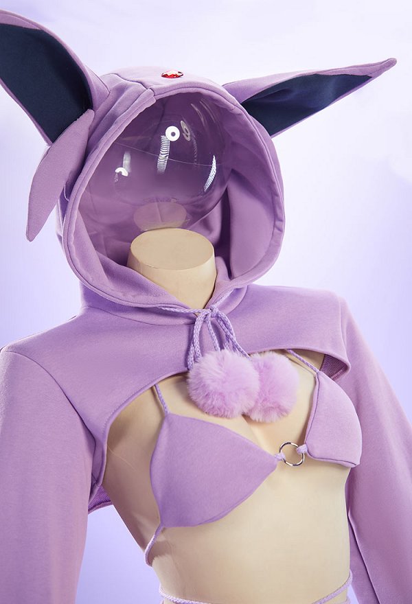 PM Derivative Sexy Cosplay Kostüm Schnürbikini Set mit hochgeschnittener Kapuze und Schwanz
