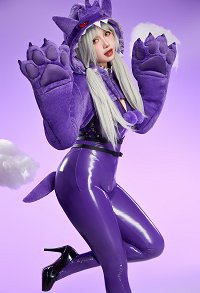 PM Derivative Sexy Cosplay Costume Bodysuit with Plush High Cutout Hoodie Furry Paws and Tail