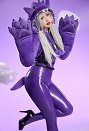 PM Derivative Sexy Cosplay Costume Bodysuit with Plush High Cutout Hoodie Furry Paws and Tail