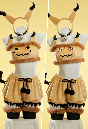 Derivado de PM Sexy traje de Cosplay traje de hogar de felpa Top y pantalones cortos con cola de banda de pelo