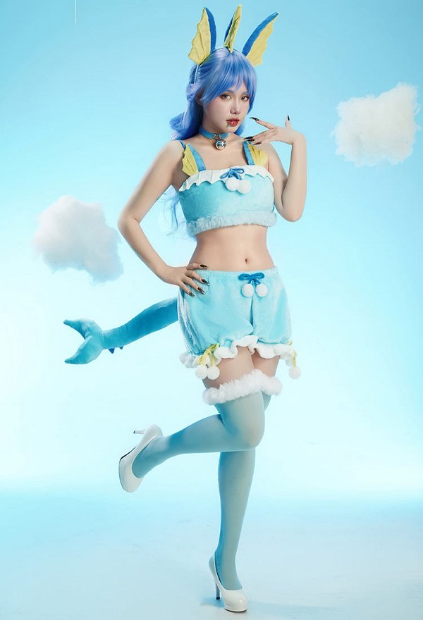 PM Derivative Sexy Cosplay Kostüm Plüsch Hausanzug Oberteil und Shorts mit Schwanz und Stirnband