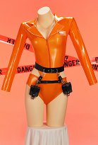 Sexy Traje de Prisionero Naranja con Cremallera con Pantalones Cortos y Cinturón Sexy Traje de Prisionero Naranja con Cremallera con Pantalones Cortos y Cinturón